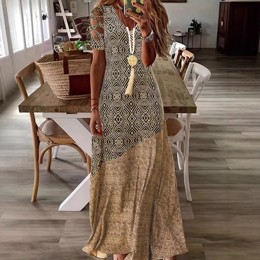 Robe Maxi Bohémienne pour Femmes avec Manches Découpées Chic und Stil