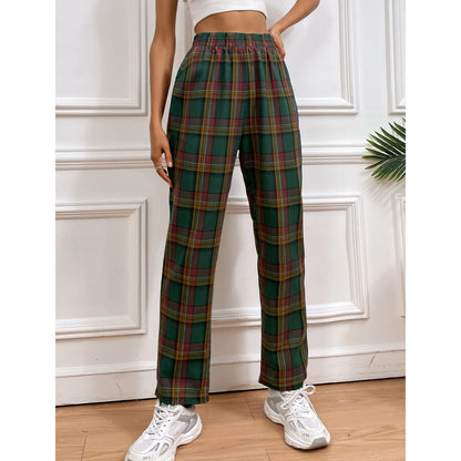 Pantalon de loisirs à carreaux pour femmes avec taille élastique Chic und Stil