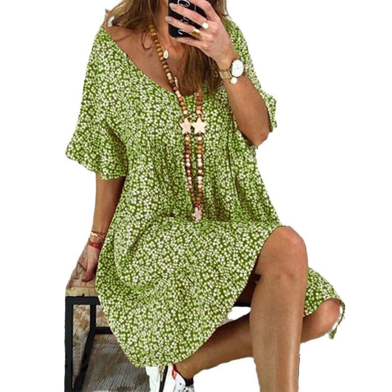 Robe décontractée pour femmes avec des manches volumineuses et un décolleté en V profond Chic und Stil