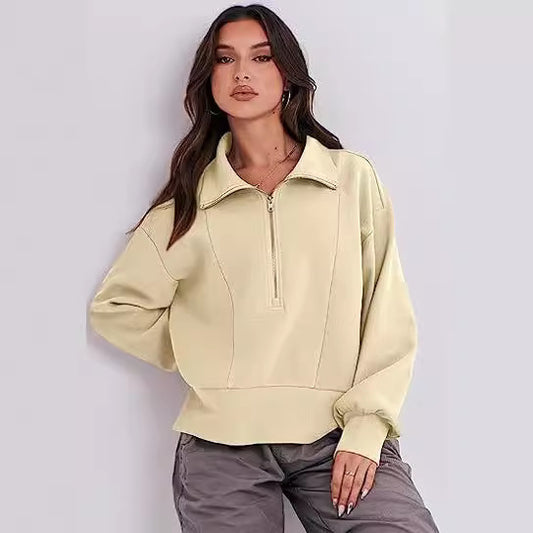 Pull en fleece sportif pour femmes avec fermeture éclair et coupe décontractée Chic und Stil