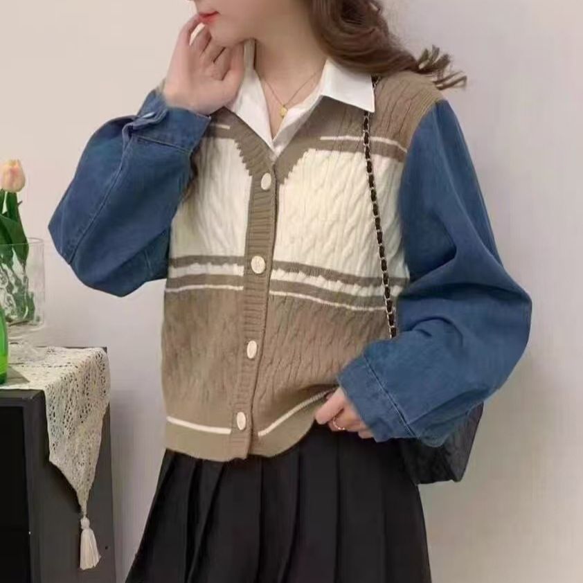 Cardigan de mode femme avec manches en denim Chic & Stil