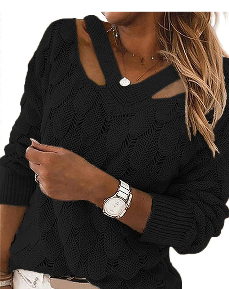 Pull en tricot pour femmes avec col V et structure côtelée raffinée Chic und Stil