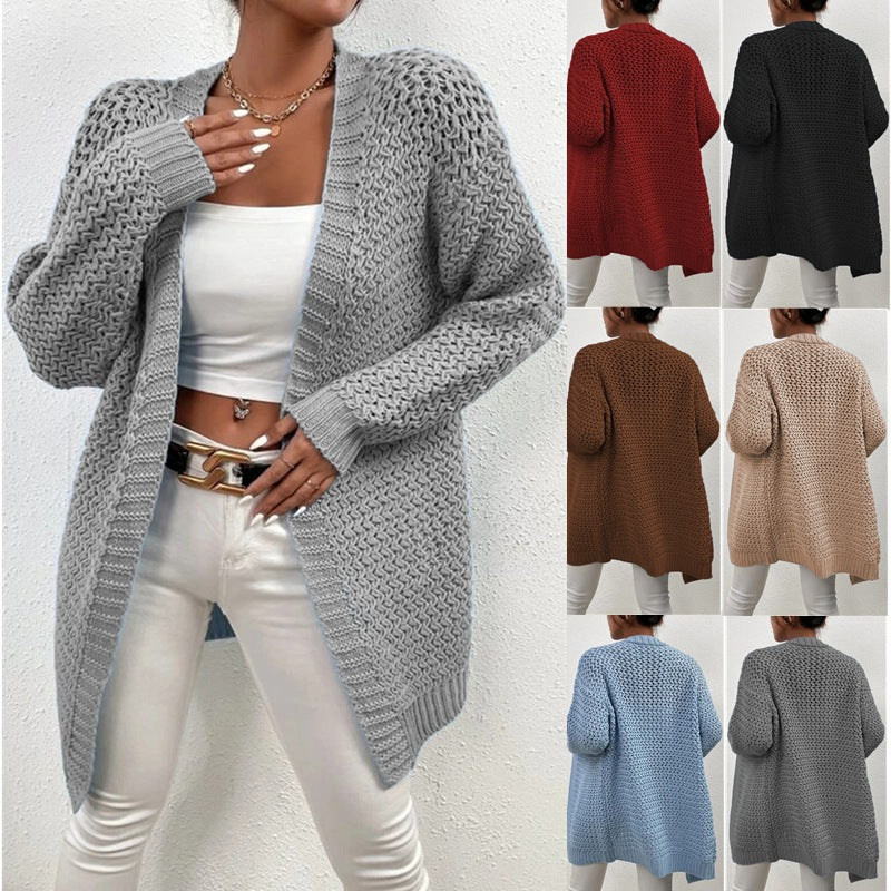 Dames gros tricot cardigan avec mailles ouvertes Chic und Stil