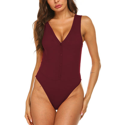 Body pour femmes avec décolleté en V profond et détails de boutons Chic und Stil