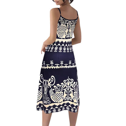 Dames Bohemian Halterneck Midi-Robe Chic und Stil