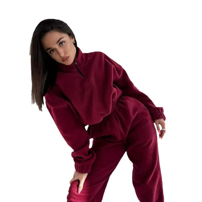 Dames ensemble en polaire surdimensionné confortable Chic und Stil