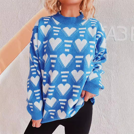 Pull en tricot pour femmes au design moderne en forme de cœur avec une coupe ample Chic und Stil
