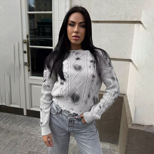 Pull en tricot pour dames avec motif en relief et coupe décontractée Chic und Stil