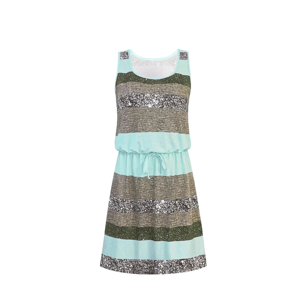 Robe de loisirs pour femmes avec cordon décoratif et motif à rayures tendance Chic und Stil