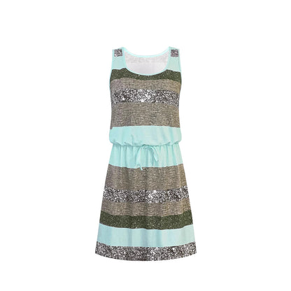 Robe de loisirs pour femmes avec cordon décoratif et motif à rayures tendance Chic und Stil