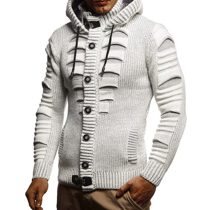 Veste en tricot pour hommes avec capuche et détails décoratifs des boutons Chic und Stil