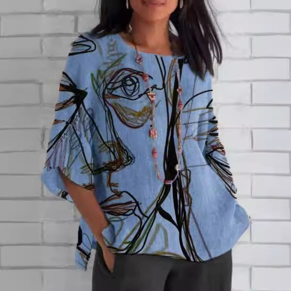 Chemisier oversize pour femmes avec étiquette linéaire artistique Chic und Stil