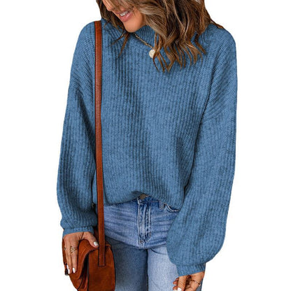 Pull en gros tricot pour femmes avec coupe ample et col montant Chic und Stil