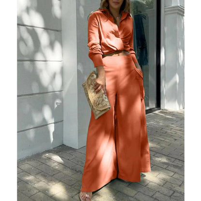 Women Elegant and Casual Two-Piece Set with Crop Top and Wide Palazzo Pants Chic and Style