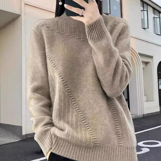 Pull en tricot pour femmes avec col montant élégant et design structuré Chic und Stil