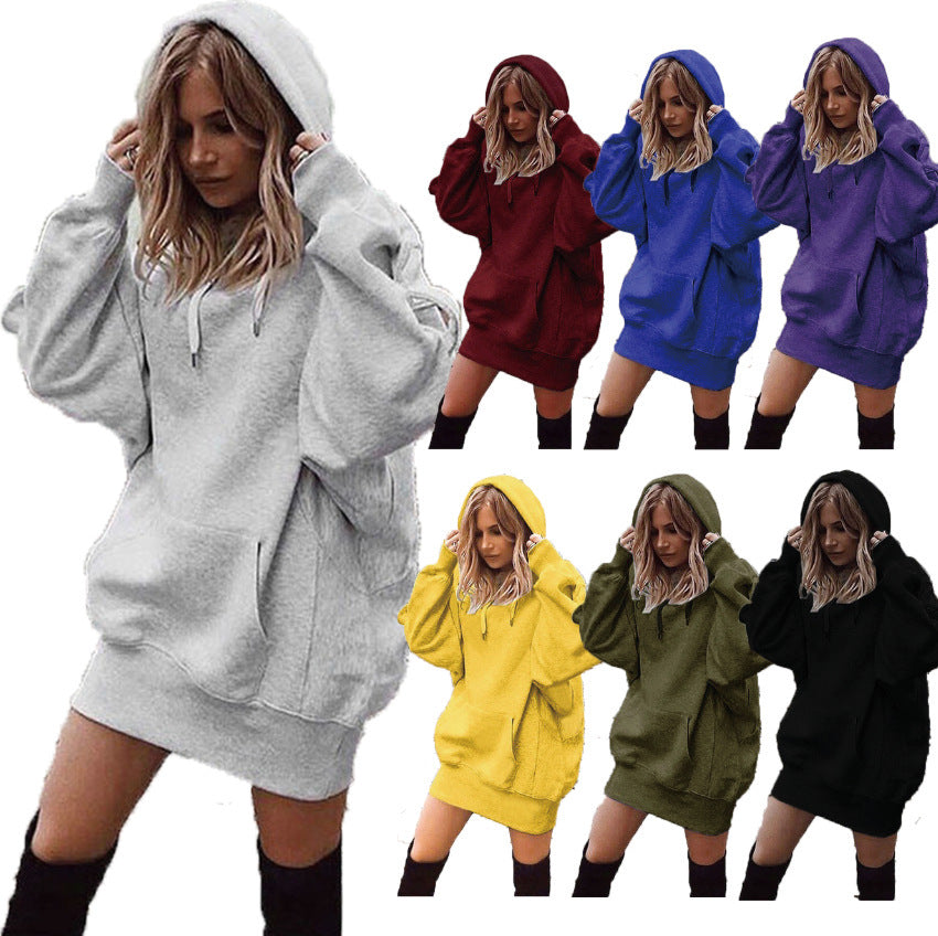 Robe hoodie pour femmes au style oversize décontracté avec poche kangourou Chic und Stil