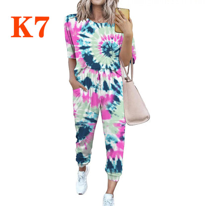 Dames combinaison décontractée légère avec un motif tie-dye frappant et des poches pratiques Chic und Stil