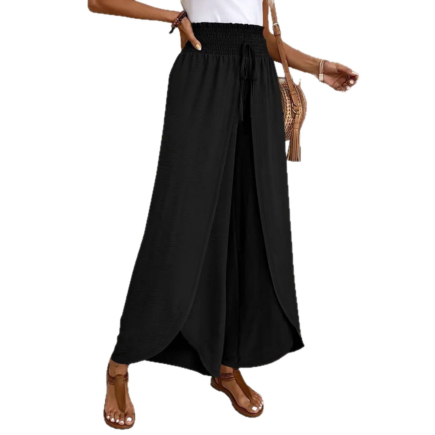 Palazzo pants for women with elastic waist and side slits Chic und Stil