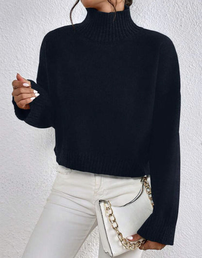 Dames pull col tendance en laine douce Chic und Stil