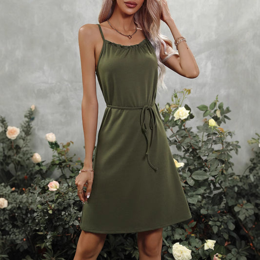 Robe d'été sans manches pour femmes avec cordon de taille ajustable Chic und Stil