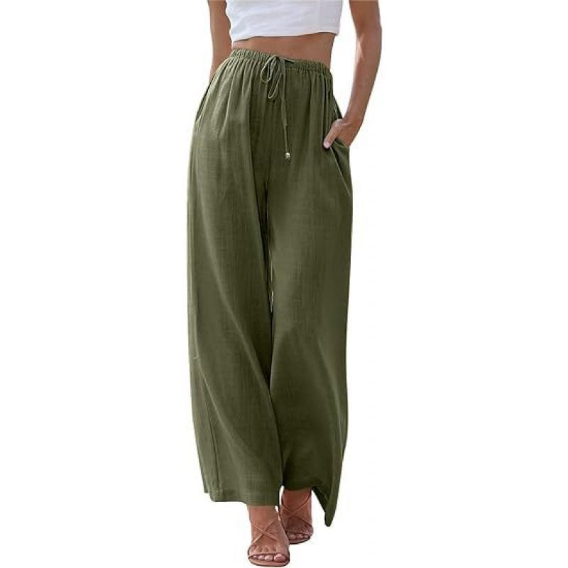 Wide palazzo pants for women with elastic waistband and side pockets Chic und Stil