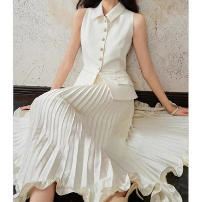 Jupe maxi plissée fluide Chic und Stil pour femme