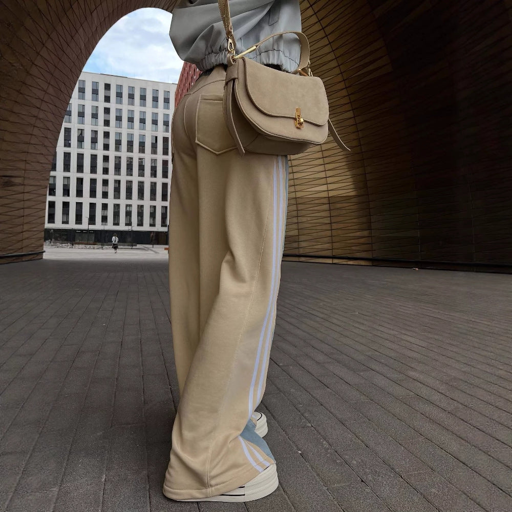 Casual high-waisted pants for women with a striped design Chic and Style