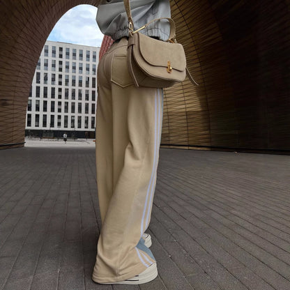 Casual high-waisted pants for women with a striped design Chic and Style