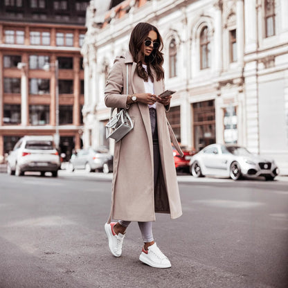 Dames élégante et confortable long manteau Chic und Stil