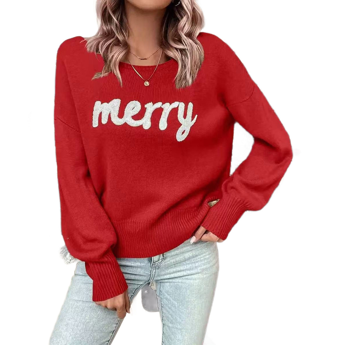 Pull-over tricot pour femmes avec inscription festive Chic und Stil