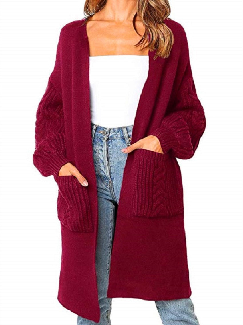 Dames Grand cardigan en tricot avec poches profondes et motif en torsades structuré Chic und Stil
