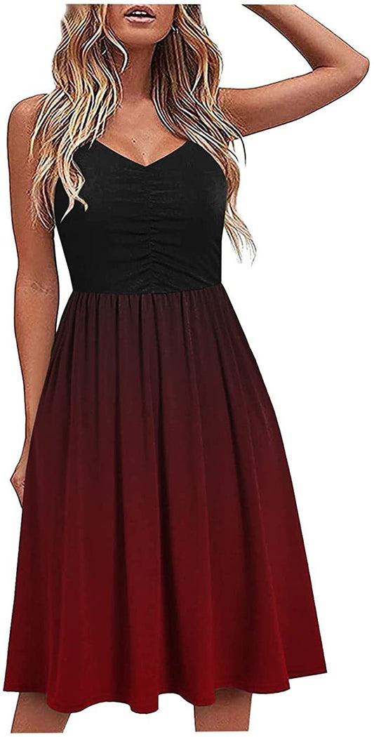 Robe midi A-ligne pour dames avec décolleté en V séduisant et dégradé Chic und Stil