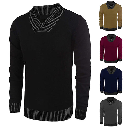 Pull en tricot élégant pour hommes avec col châle moderne et dessus structuré Chic und Stil