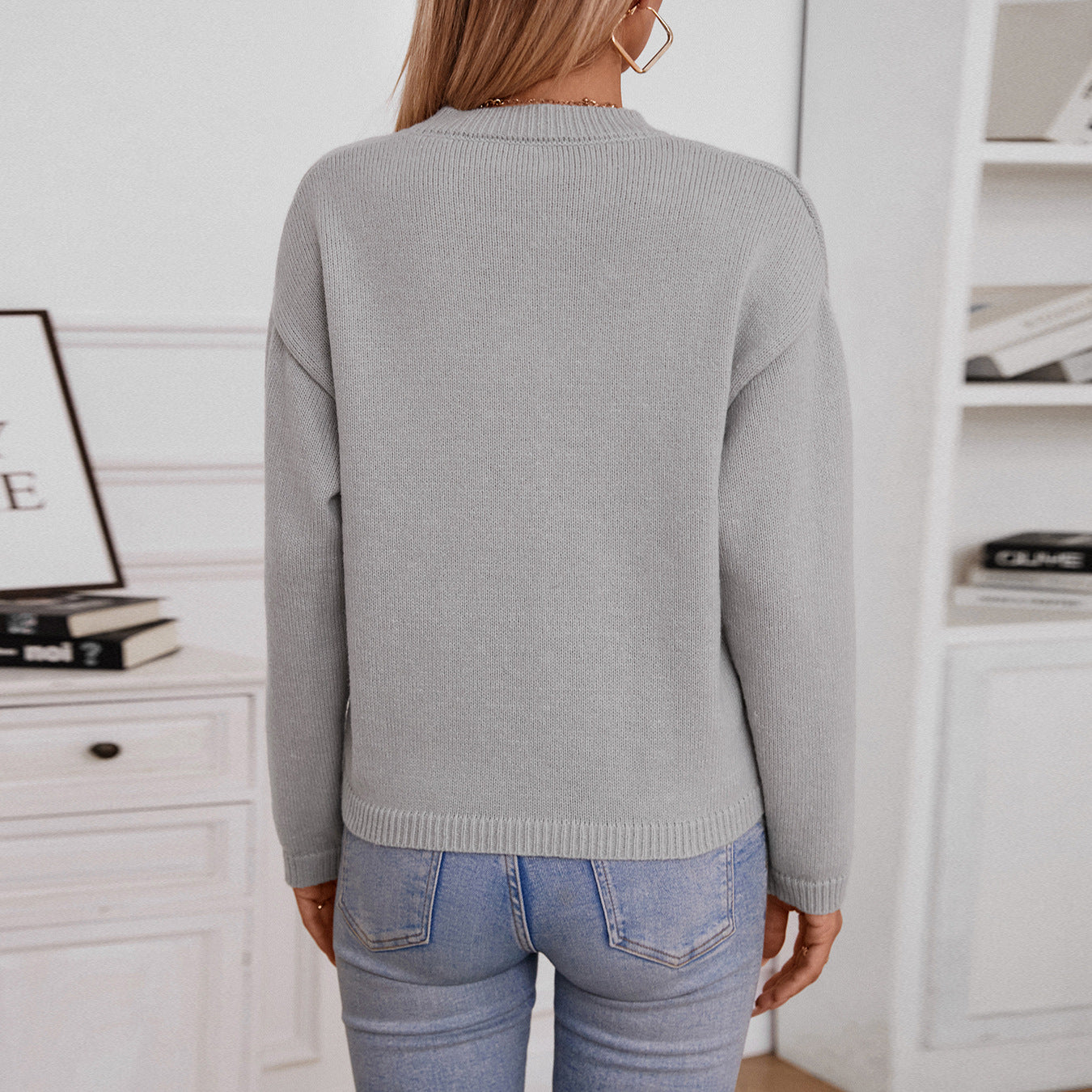 Pull décontracté pour femme avec détails de boutons et poche poitrine Chic und Stil