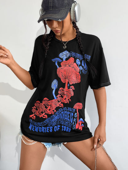 T-shirt oversized pour femmes avec impression rétro florale Chic und Stil