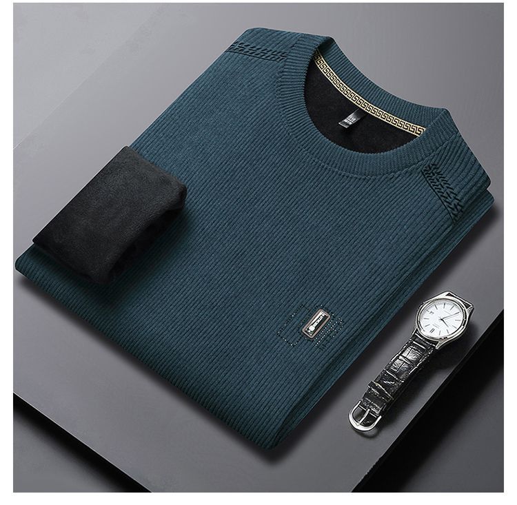 Modern pullover for men with round neck, featuring ribbed structure and stylish contrasting collar Chic and Style