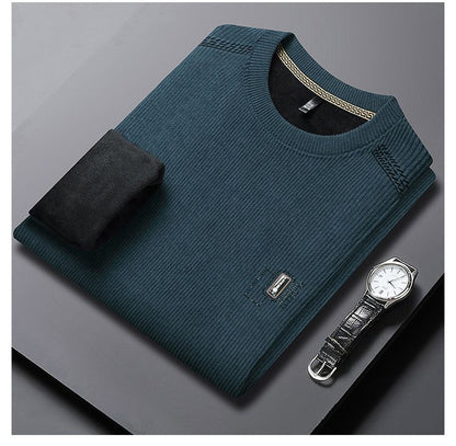 Modern pullover for men with round neck, featuring ribbed structure and stylish contrasting collar Chic and Style