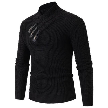 Pull en tricot pour hommes avec col asymétrique et zipper décoratif Chic und Stil