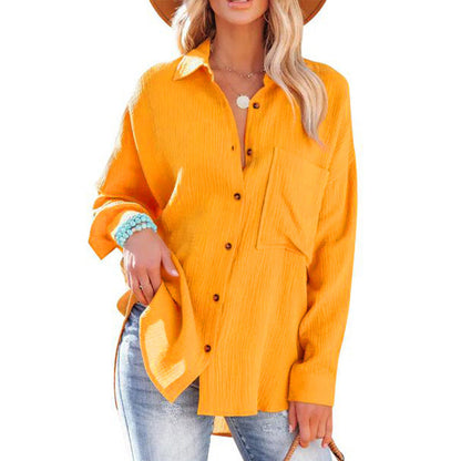 Chemise en chiffon pour femmes avec des manches larges et une poche poitrine pratique Chic und Stil