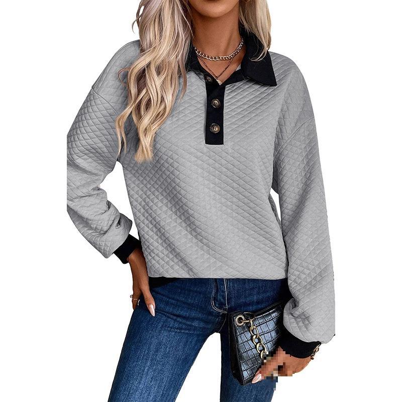 Pull-over matelassé oversize pour femmes avec col classique et détails pratiques de boutons Chic und Stil