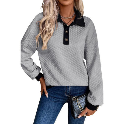 Pull-over matelassé oversize pour femmes avec col classique et détails pratiques de boutons Chic und Stil