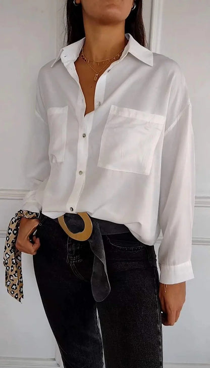 Dames Élégante blouse avec boutonnière et détails fins Chic und Stil