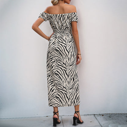 Femme Off-Shoulder Maxi Robe avec Fente de Mariage Chic und Stil