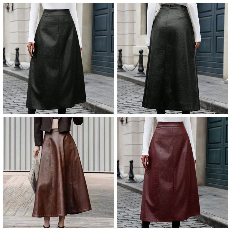 Jupe en cuir longue pour femme avec un élégant motif crocodile Chic und Stil