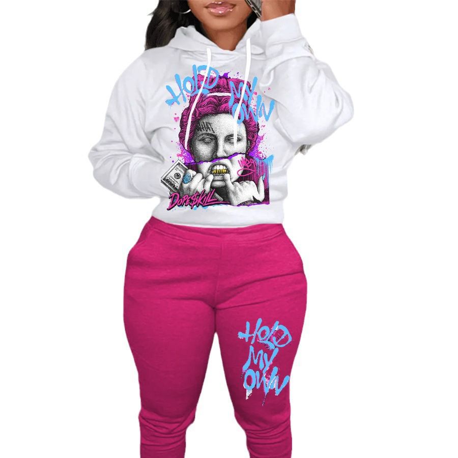 Women’s hoodie and jogger pants set with creative graphic print Chic and Style