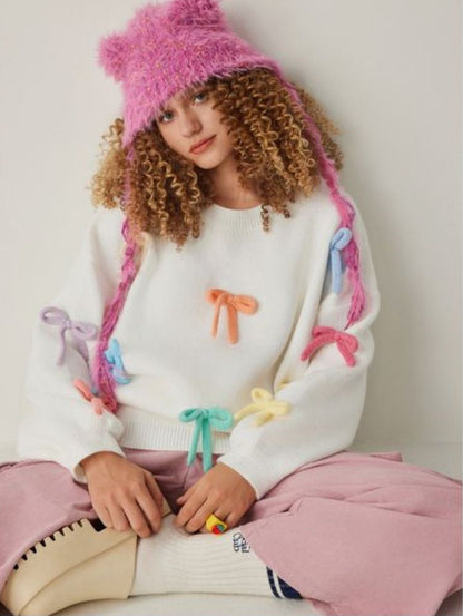Femme pull en tricot créatif avec des appliqués colorés Chic und Stil