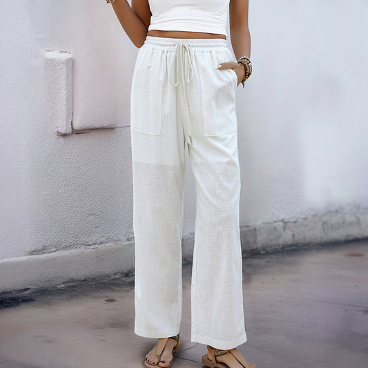 Airy linen pants for women with side pockets and elastic waistband Chic and Style