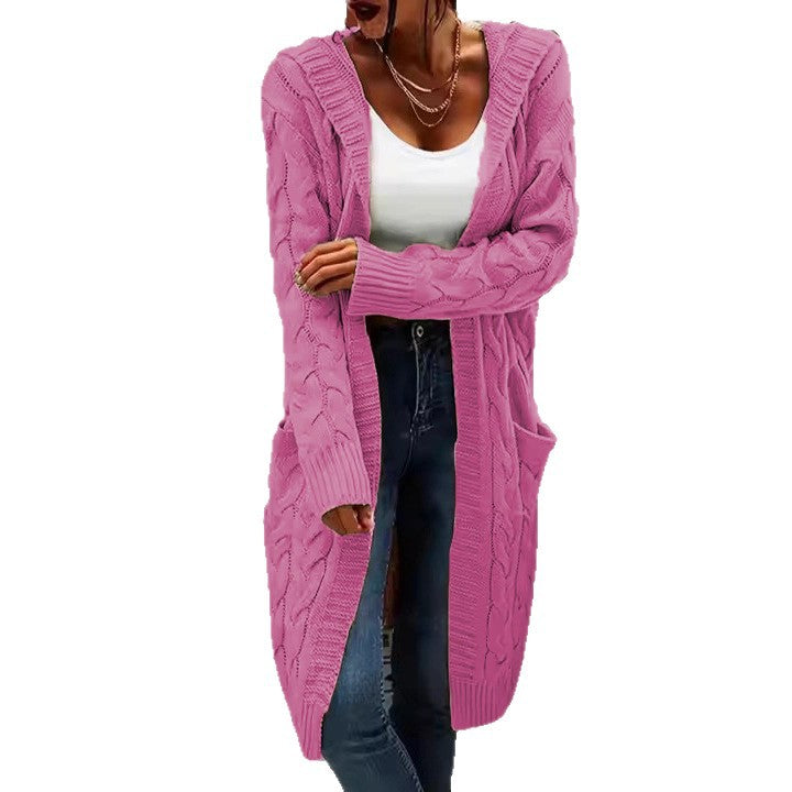 Dames gros tricot cardigan avec poches latérales et design en torsade structuré Chic und Stil