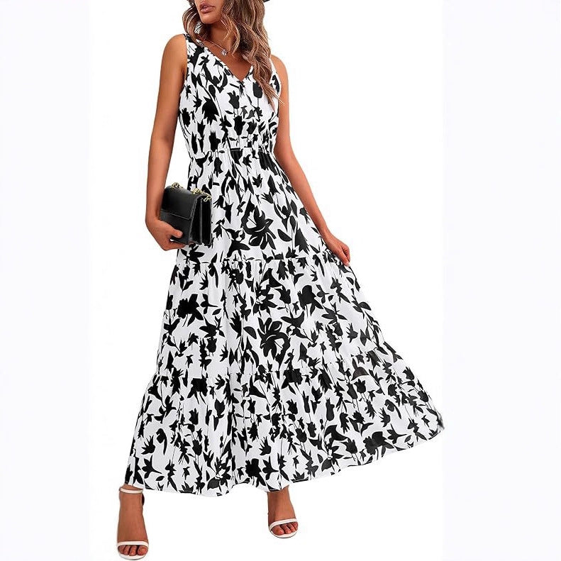 Robe maxi femme avec des appliques florales et des bretelles étroites Chic und Stil