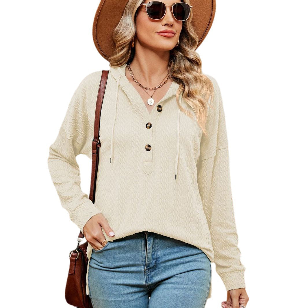 Pull women décontracté avec détails de boutons et capuche Chic und Stil